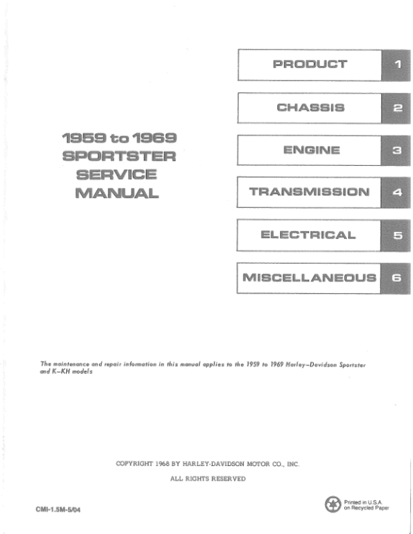 1959-1969 Harley Davidson Sportster Manual - Image 3