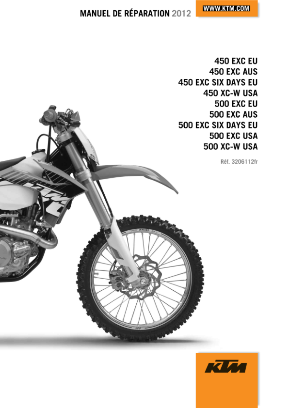 2012 KTM 500 EXCF XCF W Six Days Manuel de Reparation (Francais) Manual