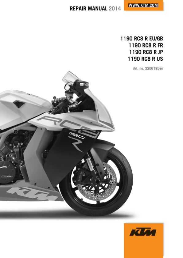 2014 KTM 2 1190 RC8 R Repair Manual