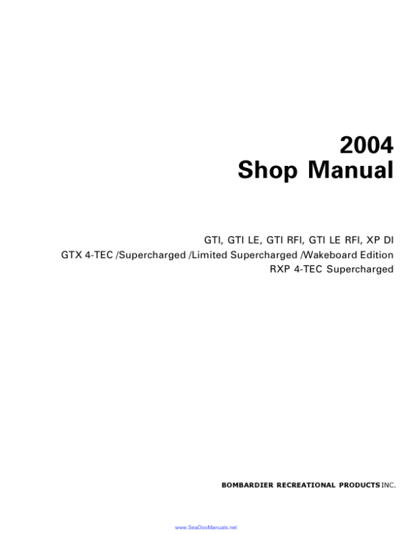 2004 seadoo shop Manual - Image 2