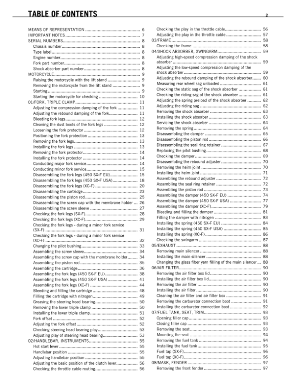 2009 KTM A1233 450 505 SX F XC F Repair Manual - Image 2