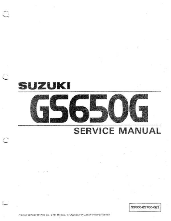 Suzuki GS650G Manual