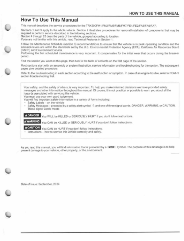 2014-2016 Honda Foreman 500 Manual - Image 3