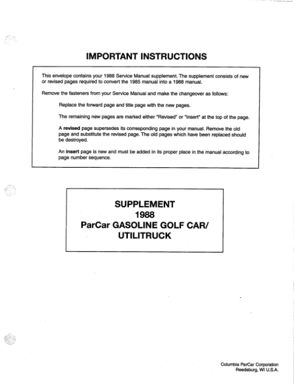 1986-1988 columbia golf cart gas Manual - Image 3