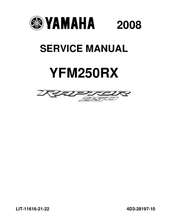 2008 Yamaha Raptor 250 Sevice Manual