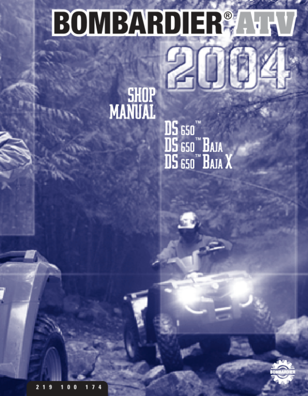 BOMBARDIER ATV DS 650 BAJA X (2004) SHOP ENG Manual