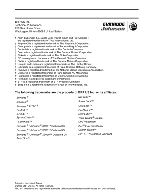 2008 Evinrude 395152201 E Tech 200HP 225HP 250HP Repair pdf Manual - Image 2