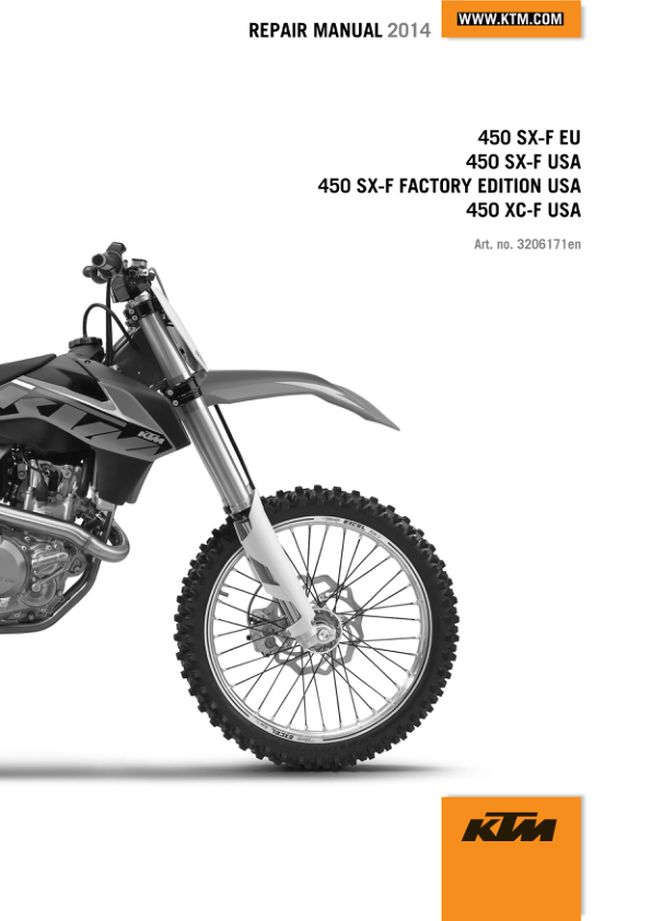 2014 KTM 1 450 SX F XC F Factory Edition repair Maual Manual