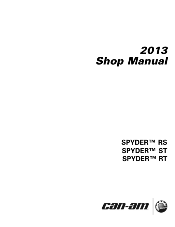 2013 can am spyder rs rt st motorcycles Manual