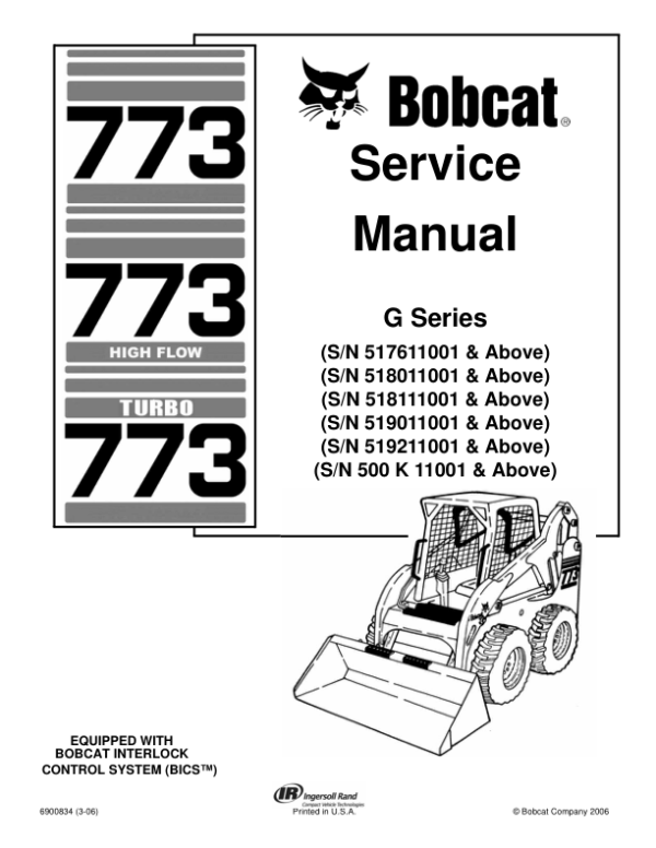 Bobcat 260759260 773 Repair Manual