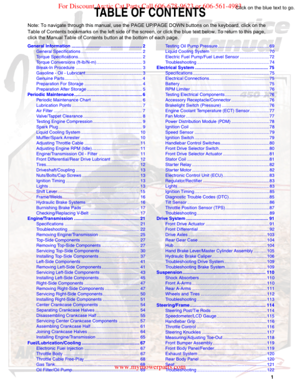2011 arctic cat 450XC 450 XC pdf Manual - Image 2