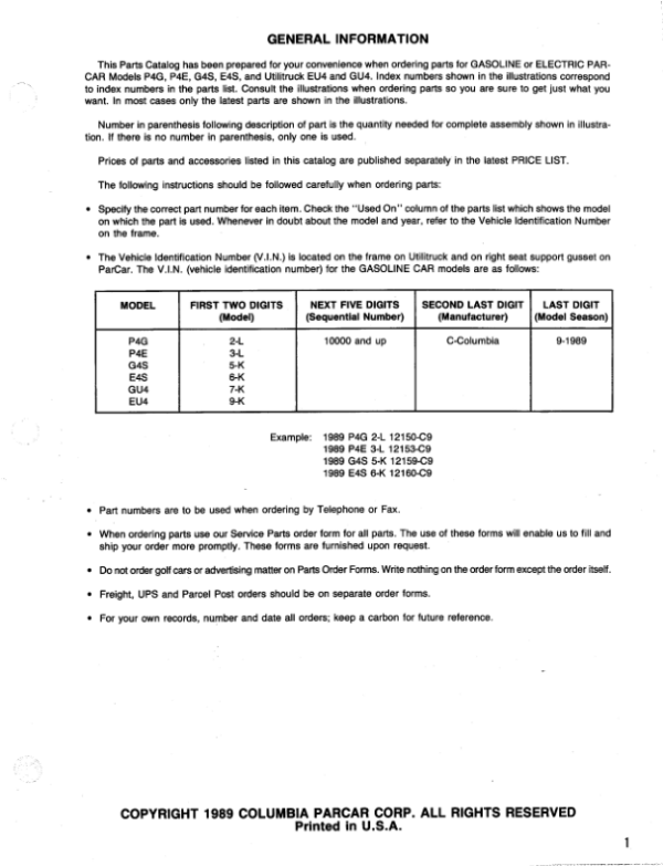 1989 CPC PARTS GSEL UTILITRUCK pdf Manual - Image 2