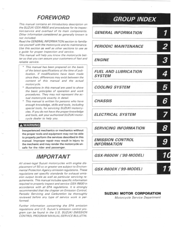 Suzuki GSXR 600 SRAD 96 00 Factory Manual - Image 2