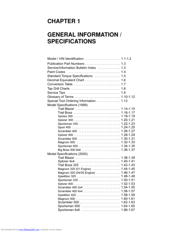 1999-2000 Polaris All Models Manual - Image 2