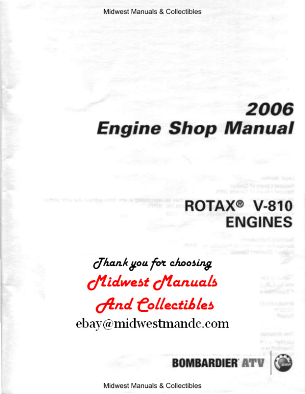 2006 Can Am 800 ATV Motor Shop Manual - Image 2