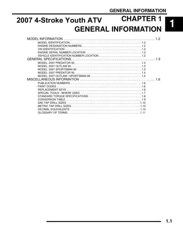 2007 predator 50 outlaw 90 sportsman 90 pdf Manual