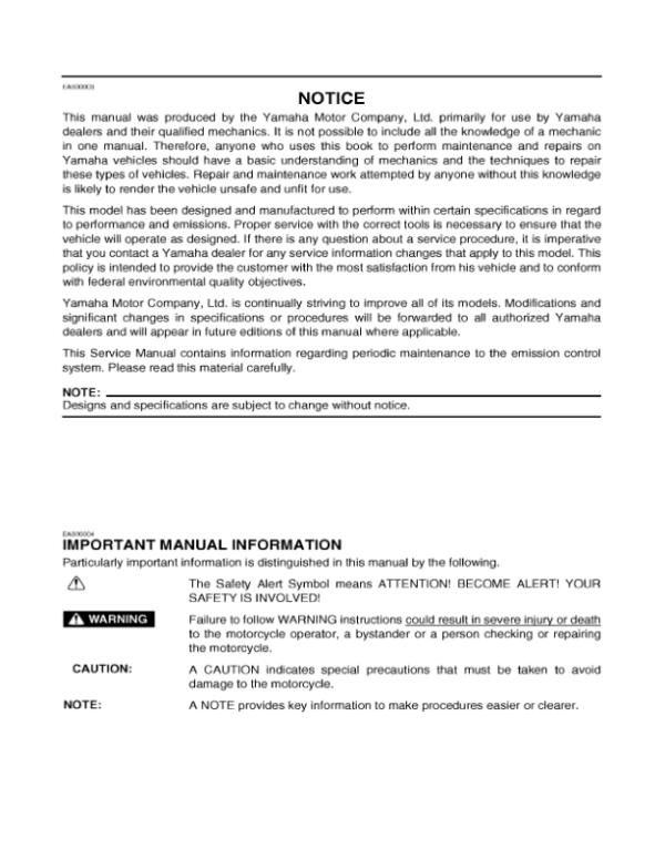 2005 Yahaha xv17R Manual - Image 3