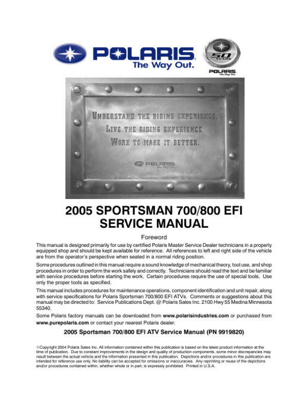 2005 Polaris Sportsman 700 EFI & 800 EFI Manual - Image 2