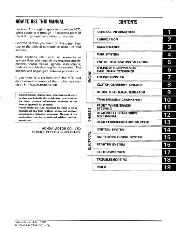 1986-1987 ATC125M Manual - Image 3