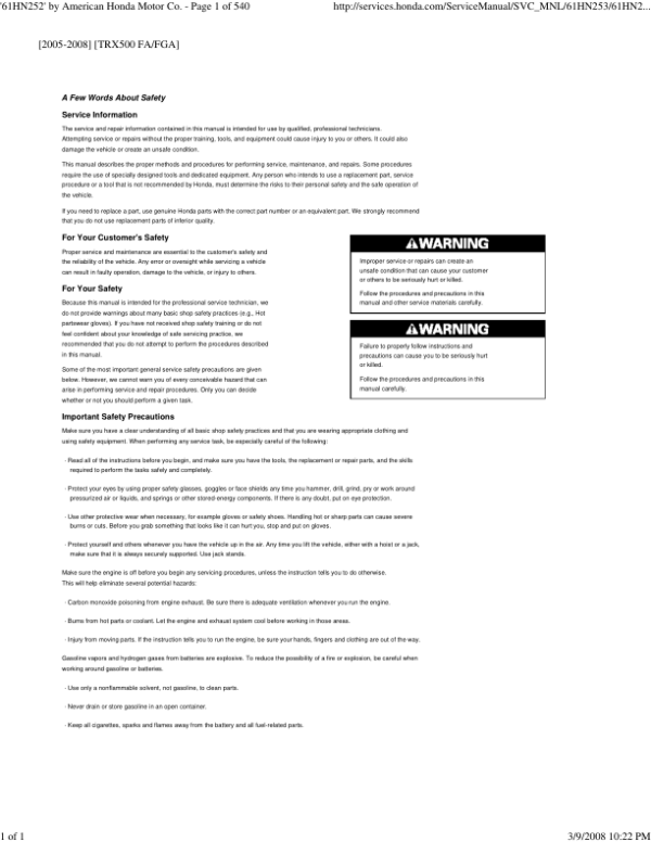 2005-2008 Honda Rubicon 500 pdf Manual