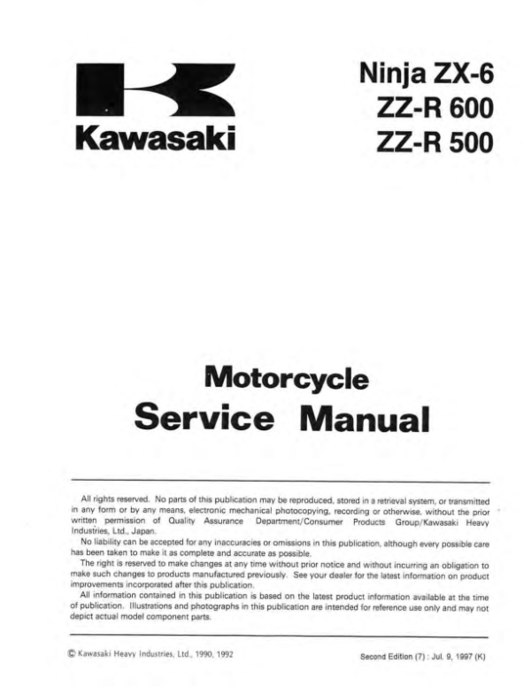 Kawasaki ZX6 ZZR600 90 97 Manual - Image 3