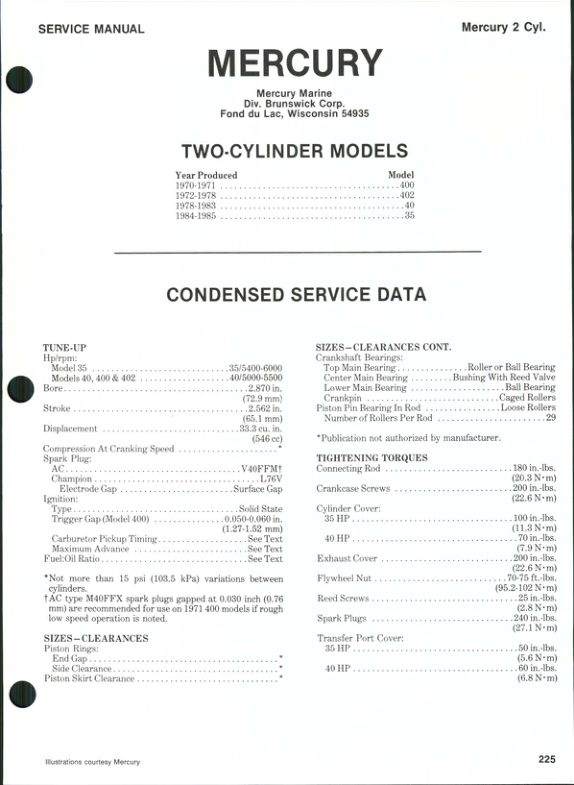 1970-1985 Mercury outboards Manual