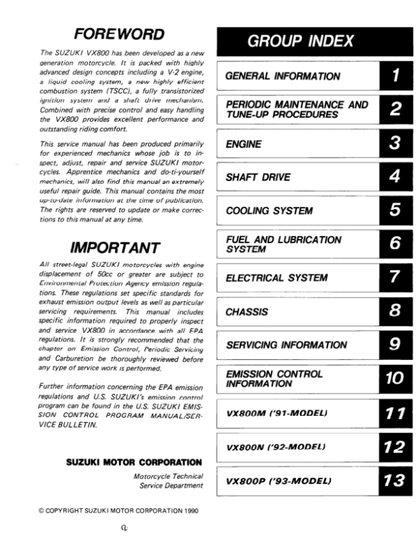 Suzuki VX800 Manual