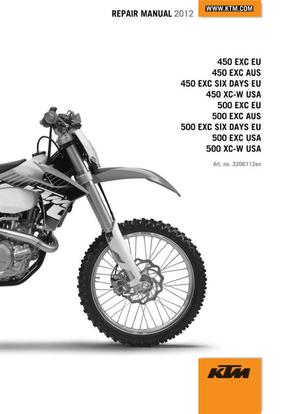 2012 KTM 450 500 EXC F XCF W Six Days Repair Manual