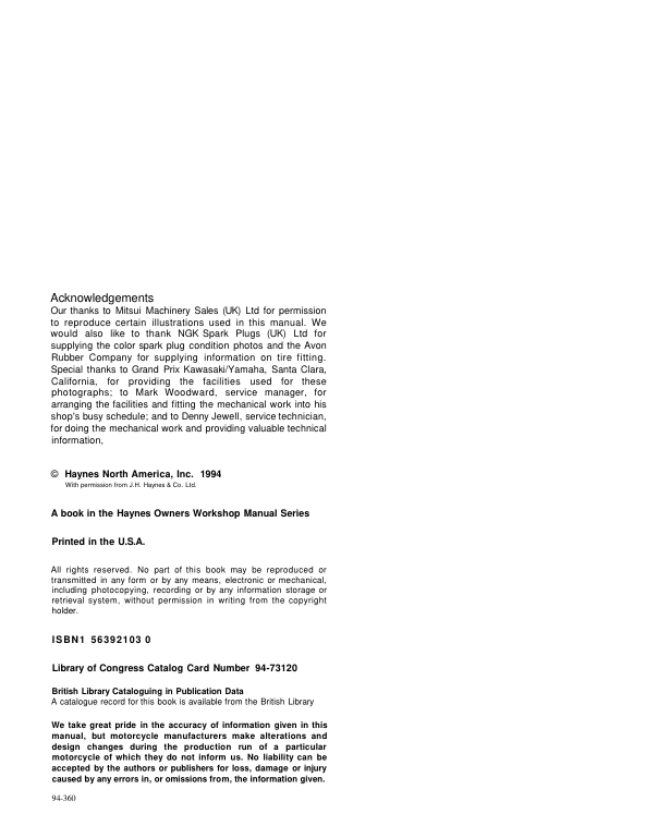 1981-1994 Yamha XV 1100 Manual - Image 3