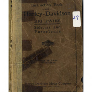 1920 H RS219 D Instruction Book for the Harley Davidson Big Twins Sidecars and Parcelcars A1b [219] Manual