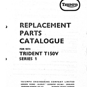 1974 Triumph RS914 750Trident PartsBook [914] Manual