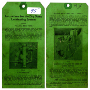 1936 Indian RS489 Indian Dry Sump Lubrication Hang Tag A1b [489] Manual