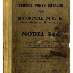 1943 Indian RS537 Parts Catalog for Indian Motorcycle 74 Cu In Chain Driven Model 344 War Department Technical 10 1332, December 15, A1b [537] pdf Manual