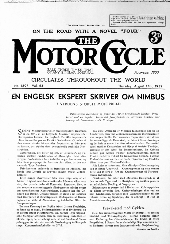 1939 Nimbus RS657 Road Test Article Danish [657] Manual