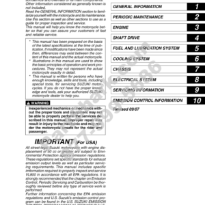 2001-2009 Suzuki Boulevard vl800 Servicemanual Manual