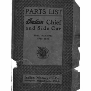 1922-1926 Indian RS401 Parts List Indian Chief and Side Car A1b [401] Manual