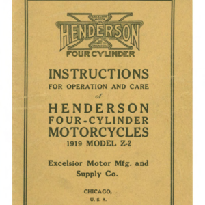 1919 Henderson RS166 Instructions for the Care and Operation of Henderson Four Cylinder Motorcycles Model Z 2 upload [166] Manual