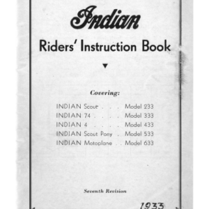 1933 Indian RS480 Indian Riders Instruction Book A1b [480] Manual