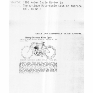 1905 H RS116 D Clippings from Harley Davidson Documents [116] Manual