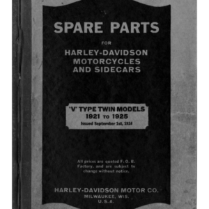 1921-1925 H RS224 D Spare Parts for Harley Davidson Motorcycles and Sidecars V Type Twin Models A1b [224] Manual
