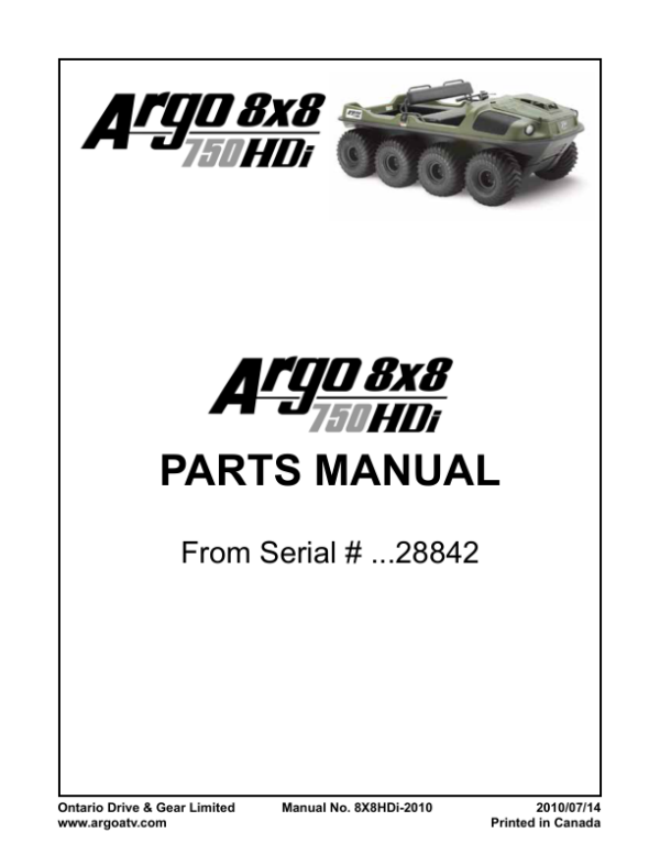 2010 From Serial No 28842 HDI 750 EFI 8X8 Parts (July 2010) Manual