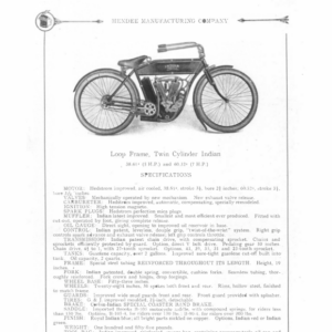 1909 Indian RS333 Clippings from Indian Sales Catalog with some bike specifications A1b [333] Manual