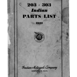1932 Indian RS471 203 and 303 Indian Parts List A1b [471] Manual
