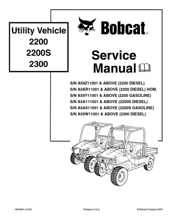 Bobcat 142394 Workmate 2200 2200S 2300 Manual