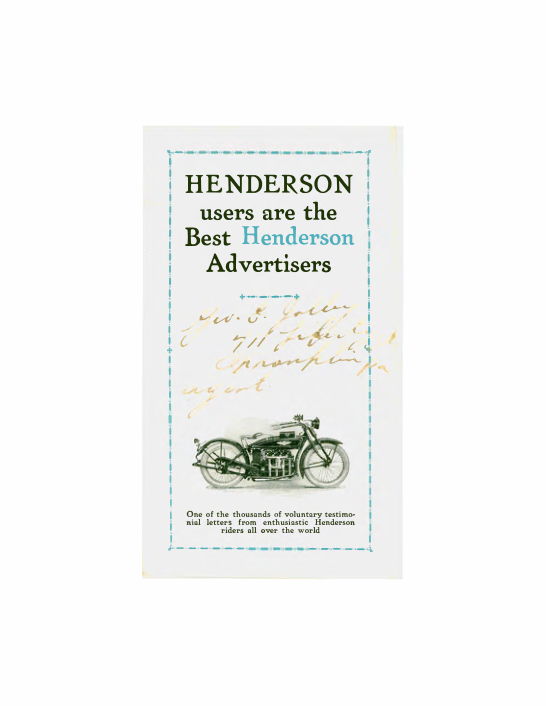 1923 Henderson RS175 Henderson Sales Pamphlet upload [175] Manual