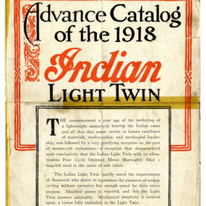 1918 Indian RS377 Advance Catalog of the Indian Light Twin A1b [377] Manual