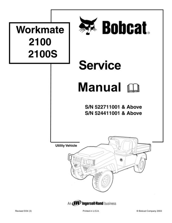 Bobcat 142398 Workmate 2100 2100S Manual