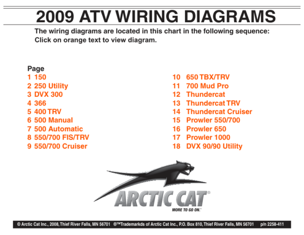 2009 ATV Prowler Wiring Diagrams Manual