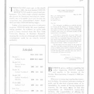 1923 Indian RS403 Clippings from Indian Sales Catalog with some bike specifications A1b [403] Manual