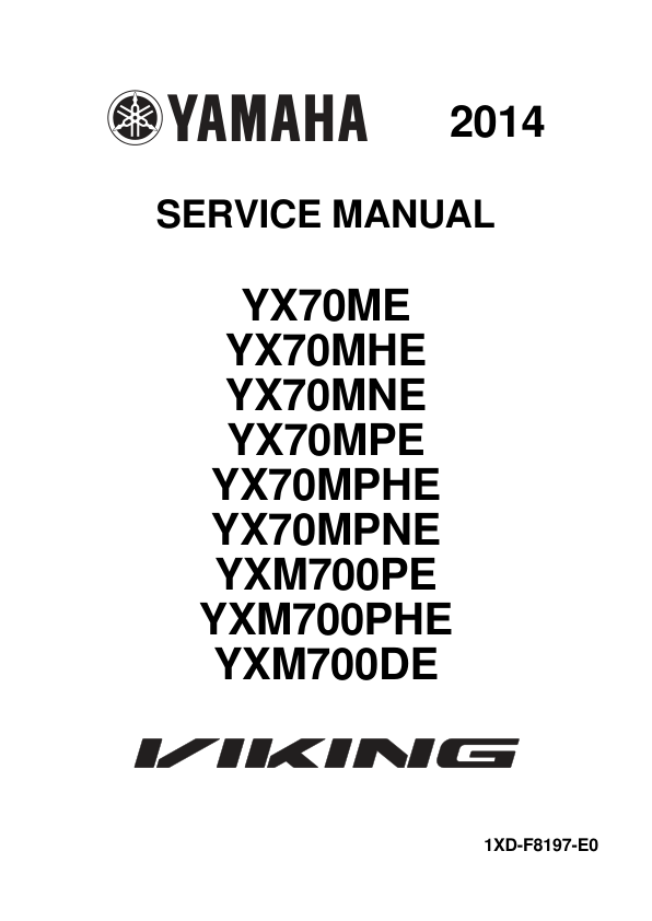 2014 Yamaha 462320 Viking YX70 YX700 UTV Plus Manual